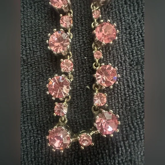 Betsey Johnson Pink Crystal Bows Jewel Gold Cupcake Stone Necklace - Picture 5 of 6